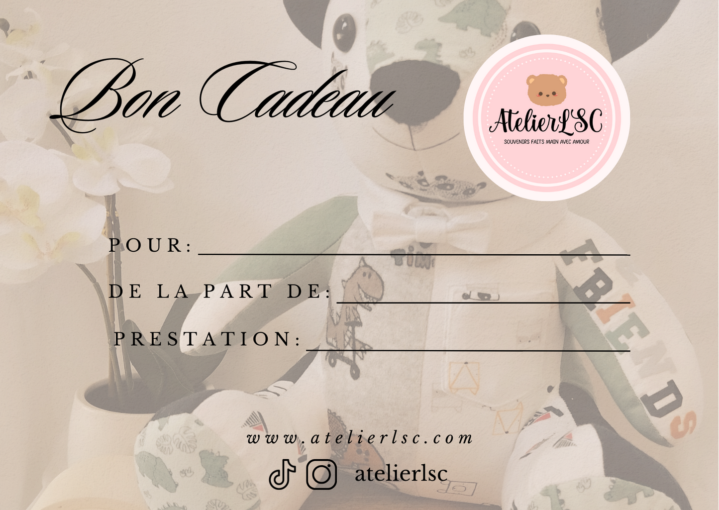 Carte-cadeau peluche souvenir