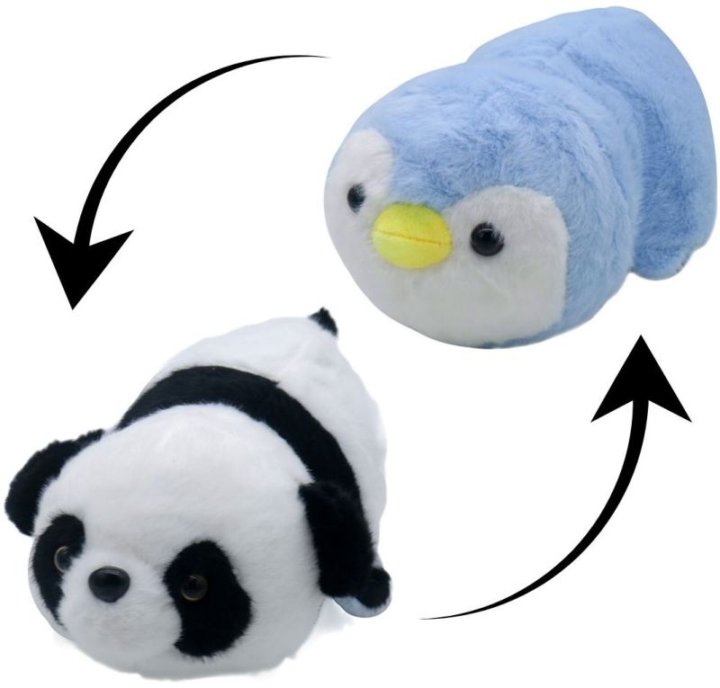Peluche réversible panda / pingouin 25cm