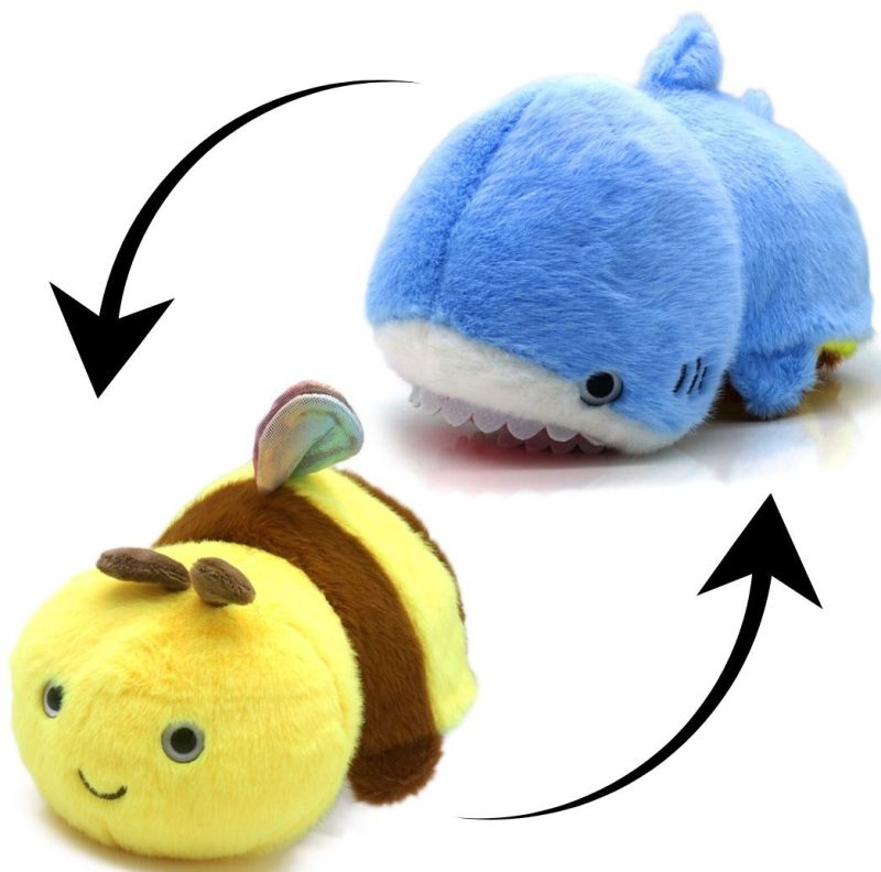 Peluche réversible requin / abeille 25cm