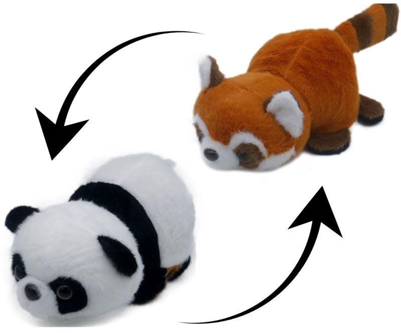 Peluche réversible panda / panda roux 25cm
