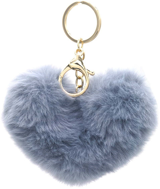Porte-clef en peluche coeur gris 10cm