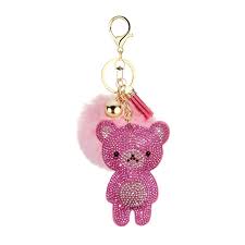 Porte-clef ours rose 9cm