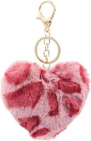 Porte-clef doux léopard rose coeur 10cm