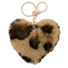 Porte-clef doux léopard coeur 10cm